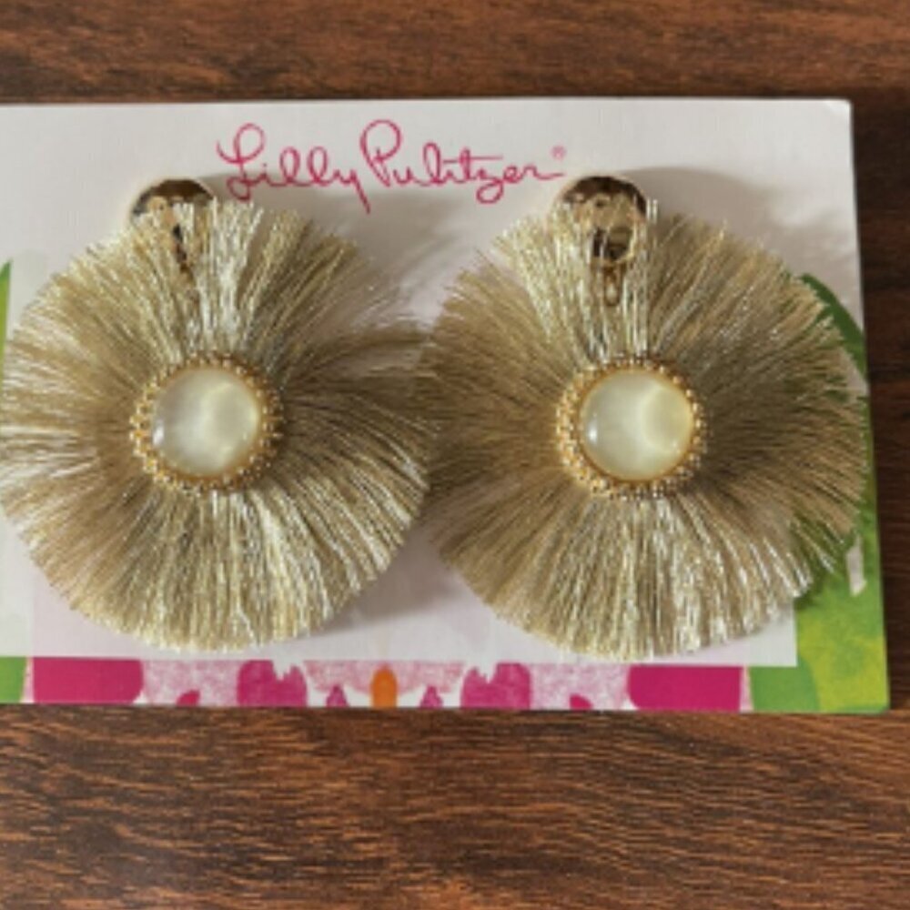Lilly Pulitzer gold metallic fantastic earrings NWT